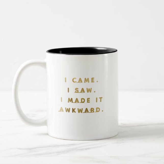 Fun Trendy Typography Awkward Coworker Gold Two-Tone Coffee Mug (Left)