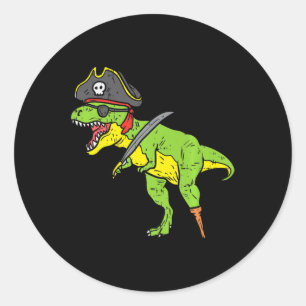 Fun TRex Pirate Dinosaur Dino Cute Halloween Costu Classic Round Sticker