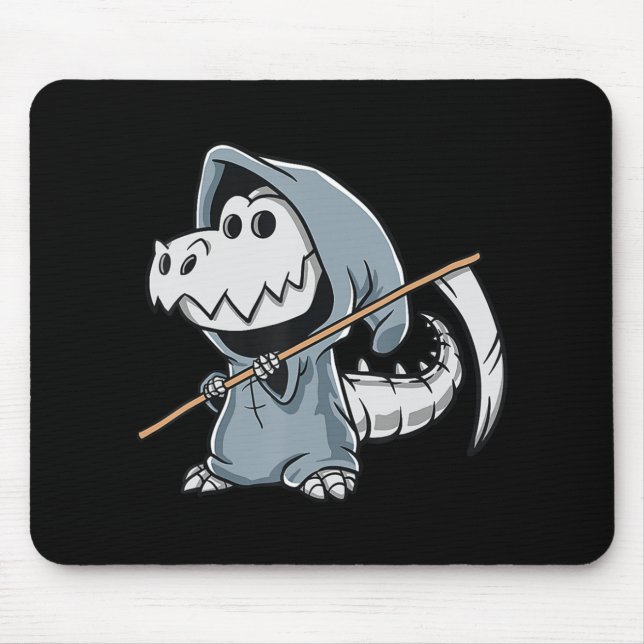 Fun TRex Skeleton Dino Grim Reaper Dinosaur Hallow Mouse Pad (Front)