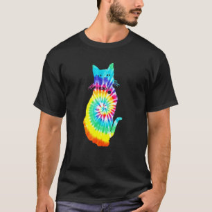Fun Trippy Tie Dye Sitting Cat For Hippy Pet Lover T-Shirt