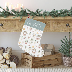 Fun Tropical Christmas Personalised Small Christmas Stocking