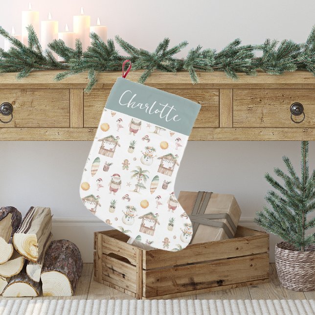 Fun Tropical Christmas Personalised Small Christmas Stocking (Creator Uploaded)