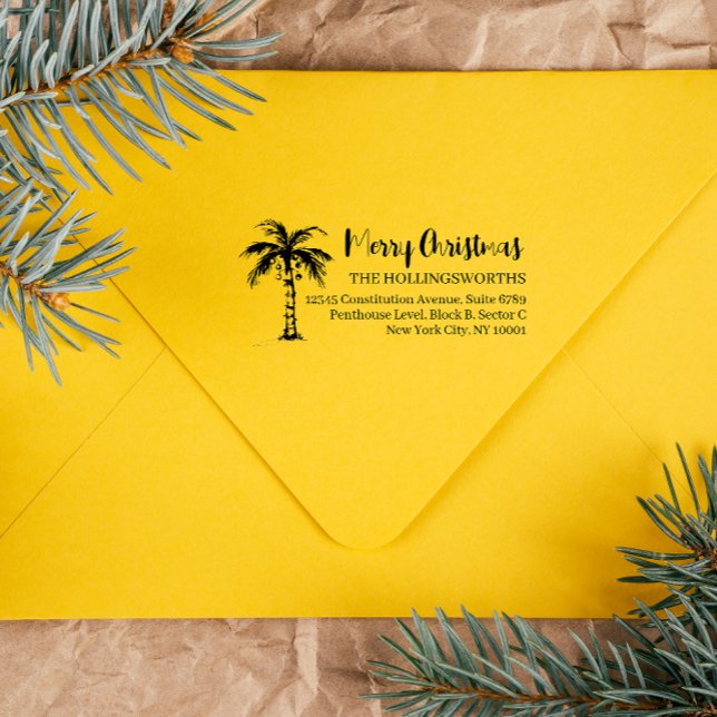 Fun Tropical Christmas | Return Address  Rubber Stamp (Creator Uploaded)