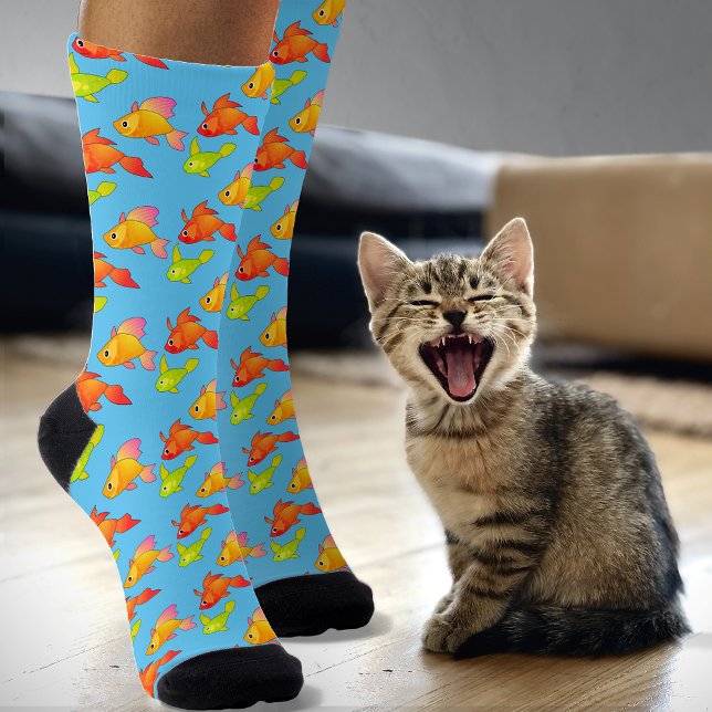 Fun Tropical Fish - Colourful Vintage Cartoon Styl Socks (Creator Uploaded)