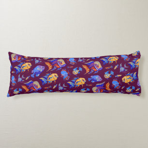 Fun tropical fishes on dark purple body cushion