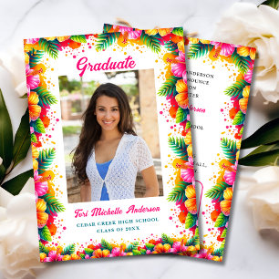 Fun Tropical Floral Graduation Announcement