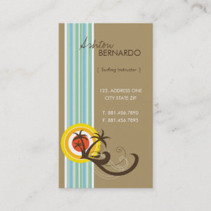 Fun Tropical Palm Trees Sunset Brown Beach Holiday Business Card