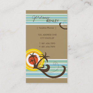 Fun Tropical Palm Trees Sunset Brown Beach Holiday Business Card