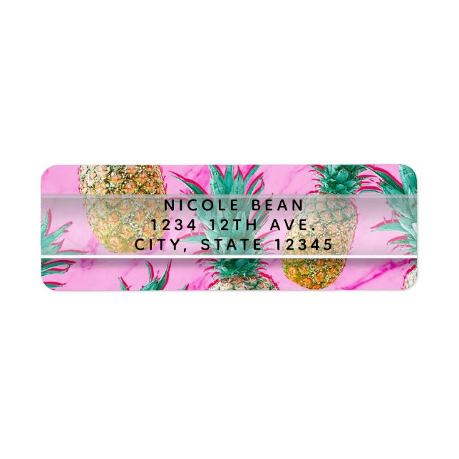 Fun Tropical Pineapples & Pink Marble Chic Party (Front)