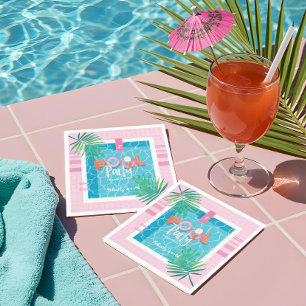 Fun Tropical Pink & Blue Tropical Pool Party Napkin