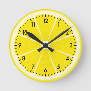 Fun Tropical Summer Sunshine Lemon Yellow Kitchen Round Clock