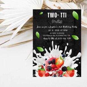 Fun Tropical Tutti Frutti Two Birthday Party Invitation