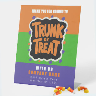 Fun Trunk or Treat Halloween Business Thank You Pedestal Sign