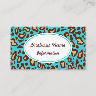 Fun Turquoise Animal Print Business Card