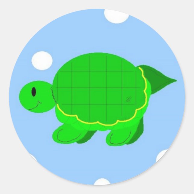 Fun Turtle Classic Round Sticker (Front)