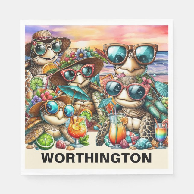 Fun Turtles Gathering  Napkin (Front)