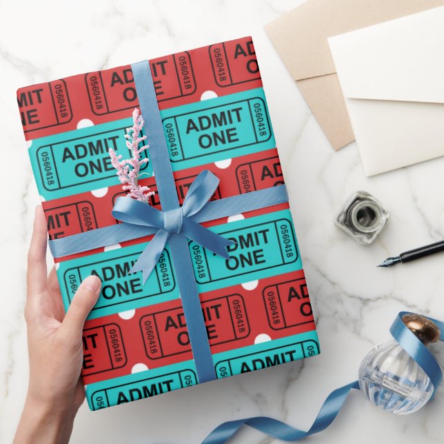 Fun two colour movie ticket party pattern wrap wrapping paper (Gifting)