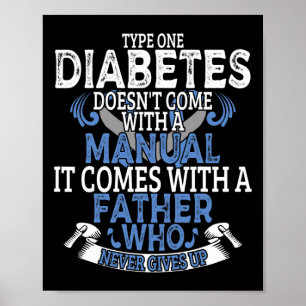 Fun Type 1 Diabetes Diabetic T1D Awareness Men Wom Poster