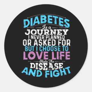 Fun Type 1 Diabetes T1d Diabetic Awareness Women M Classic Round Sticker