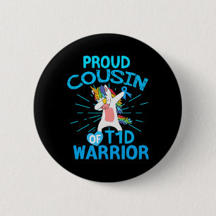 Fun Type 1 Diabetes Unicorn Proud Cousin Of A T1d  6 Cm Round Badge