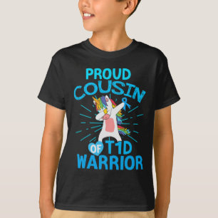 Fun Type 1 Diabetes Unicorn Proud Cousin Of a T1D T-Shirt