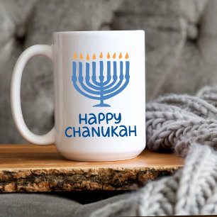Fun Typography   Happy Chanukah Large. Mug