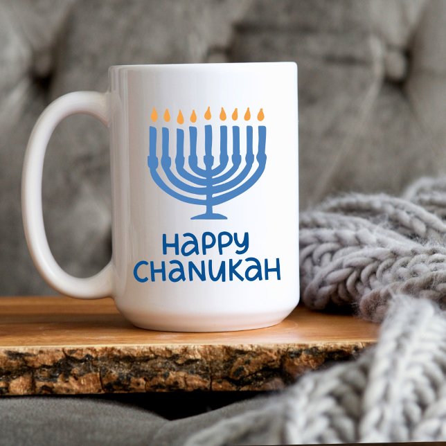 Fun Typography | Happy Chanukah Large. Mug (Creator Uploaded)