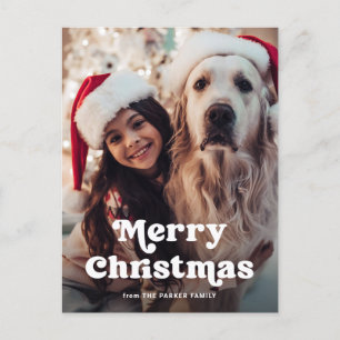 Fun Typography Merry Christmas with Photo Holiday Postcard