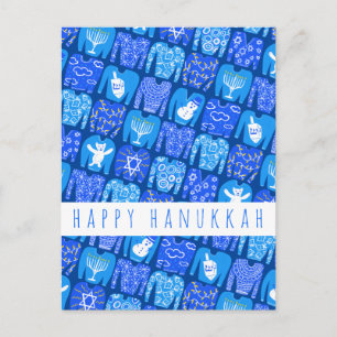 Fun Ugly Chanukah Sweaters Cute CUSTOM Holiday Postcard