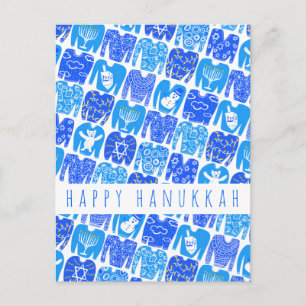 Fun Ugly Chanukah Sweaters Cute CUSTOM Holiday Postcard