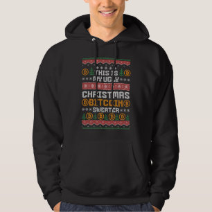 Fun UGLY CHRISTMAS BITCOIN Faux Knit Pattern Hoodie