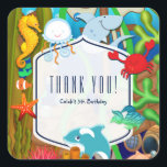 Fun under the sea kids birthday party favour square sticker<br><div class="desc">Fun under the sea kids birthday party favour stickers. Matching items available.</div>