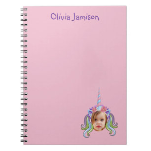 Fun Unicorn Hat Purple HairPersonal Photo Notebook