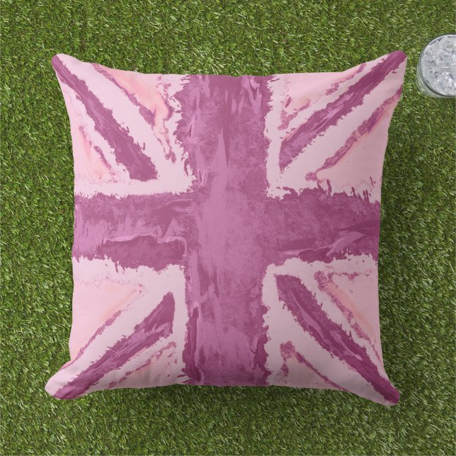 Fun Union Jack Flag Art by Heva Weva Cushion (Grass)