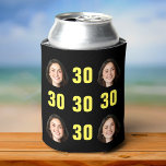 Fun Unique 30th Birthday Photo Cool Retro Can Cooler<br><div class="desc">Hey party people! 🎉 Keep your drinks cool in style with this Zazzle can cooler featuring a Fun Unique 30th Birthday Photo Cool Retro design! 📸🕺 Perfect for the big celebration! 🎂 Fun 30th birthday photo can cooler in retro bold yellow typography design. Year is customisable to suit any birthday...</div>