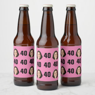 Fun Unique 40th Birthday Photo Cool Retro Beer Bottle Label