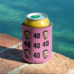 Fun Unique 40th Birthday Photo Cool Retro Can Cool Can Cooler<br><div class="desc">Fun 40th birthday photo can cooler in retro bold yellow design. Year is customisable to suit any birthday year! To get the cutout effect please use a png file with background already cut out. If not, photo will appear as a circle surrounded by it's own background, just like the preview...</div>