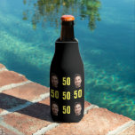 Fun Unique 50th Birthday Photo Cool Retro Bottle Cooler<br><div class="desc">A fun 50th birthday photo bottle cooler in a retro bold yellow design. The year is customisable to suit any birthday year! To get the cutout effect please use a png file with the background already cut out. If not, the photo will appear as a circle surrounded by its own...</div>