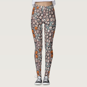 Fun Unique Grey Monster Eyeball Halloween Doodles Leggings