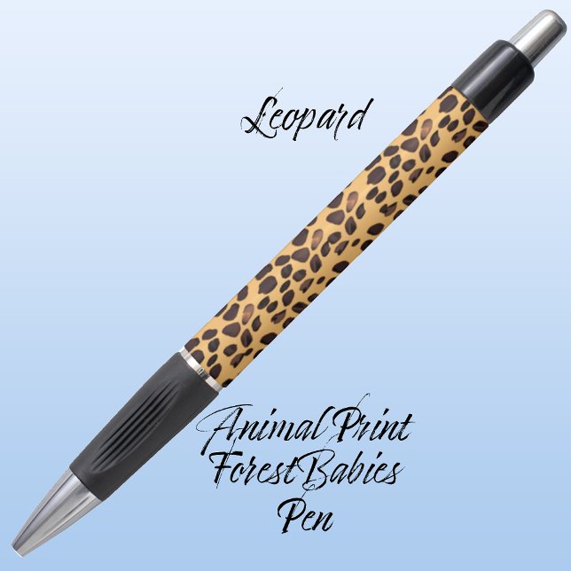 Fun Unique Leopard Safari Jungle Animal Print 🐆 (Leopard Spot Animal Print Customizable ForestBabies Pen 🐆)