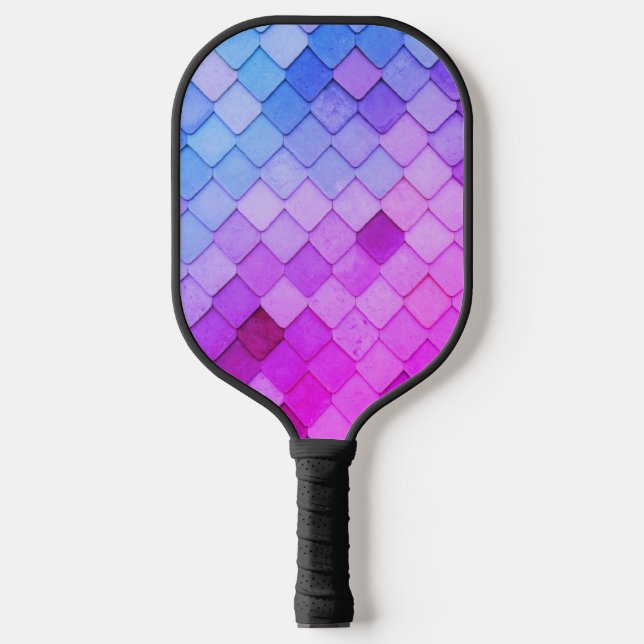 Fun Unique Purple Pink Tile Pattern Pickleball Paddle (Front)