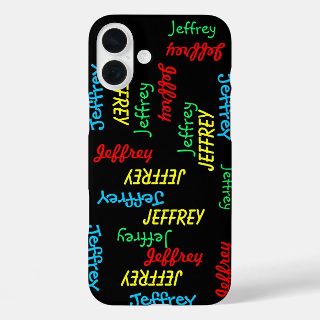 Fun Unique Repeating Names on Black, Personalised Case-Mate iPhone Case (Back)