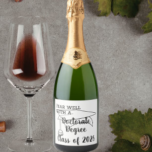 Fun university doctorates graduate, graduation sparkling wine label