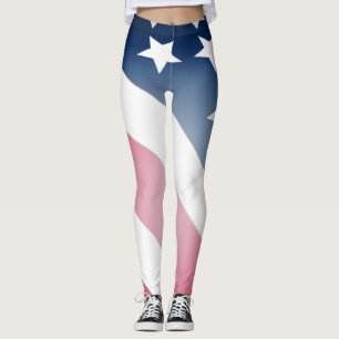 Fun US Flag Stars and Stripes, Red, White and Blue Leggings