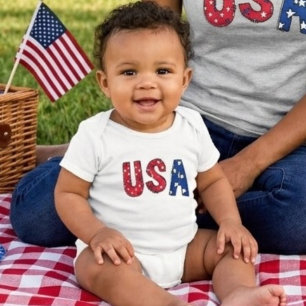 Fun USA Birthday Celebration Red White and Blue  Baby Bodysuit