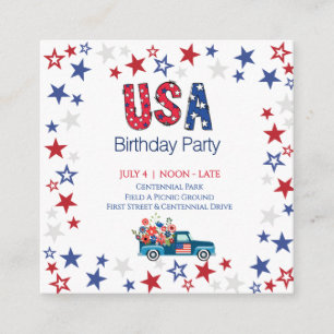 Fun USA Birthday Celebration Red White and Blue Enclosure Card