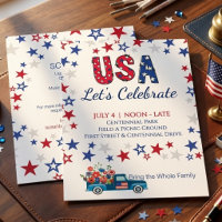 Fun USA Birthday Celebration Red White and Blue