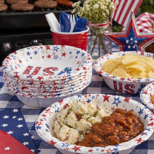 Fun USA Birthday Celebration Red White and Blue  Paper Plate