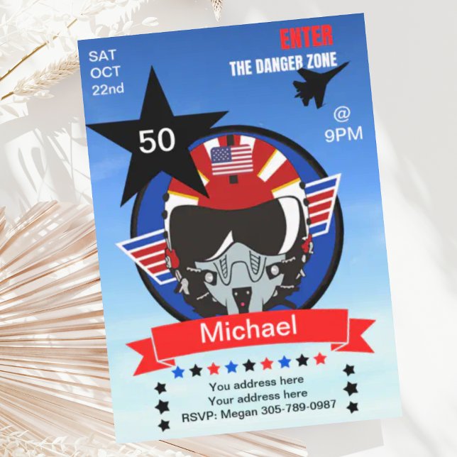 Fun USA Fighter Jet Pilot Birthday Invitation (Creator Uploaded)