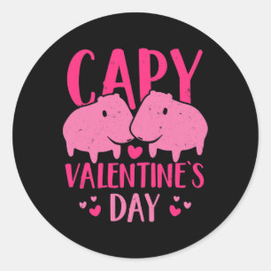 Fun Valentine Couple Capy Valentine's Day Capybara Classic Round Sticker
